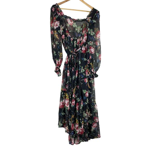 byTiMo NWT Rose Field Wrap Dress Midi Floral Size S Ruffle Trim Long Sleeves - Picture 5 of 12